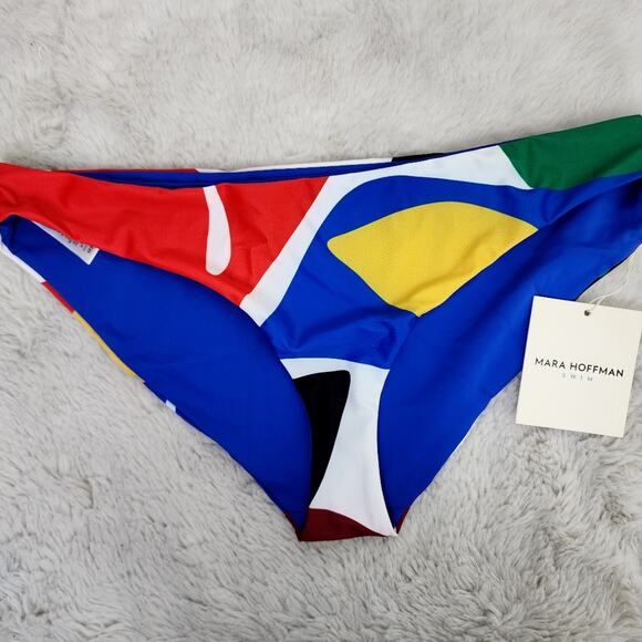 NEW Mara Hoffman Zoa Low Rise Swim Bikini Bottom Cream Multicolor - Picture 1 of 11